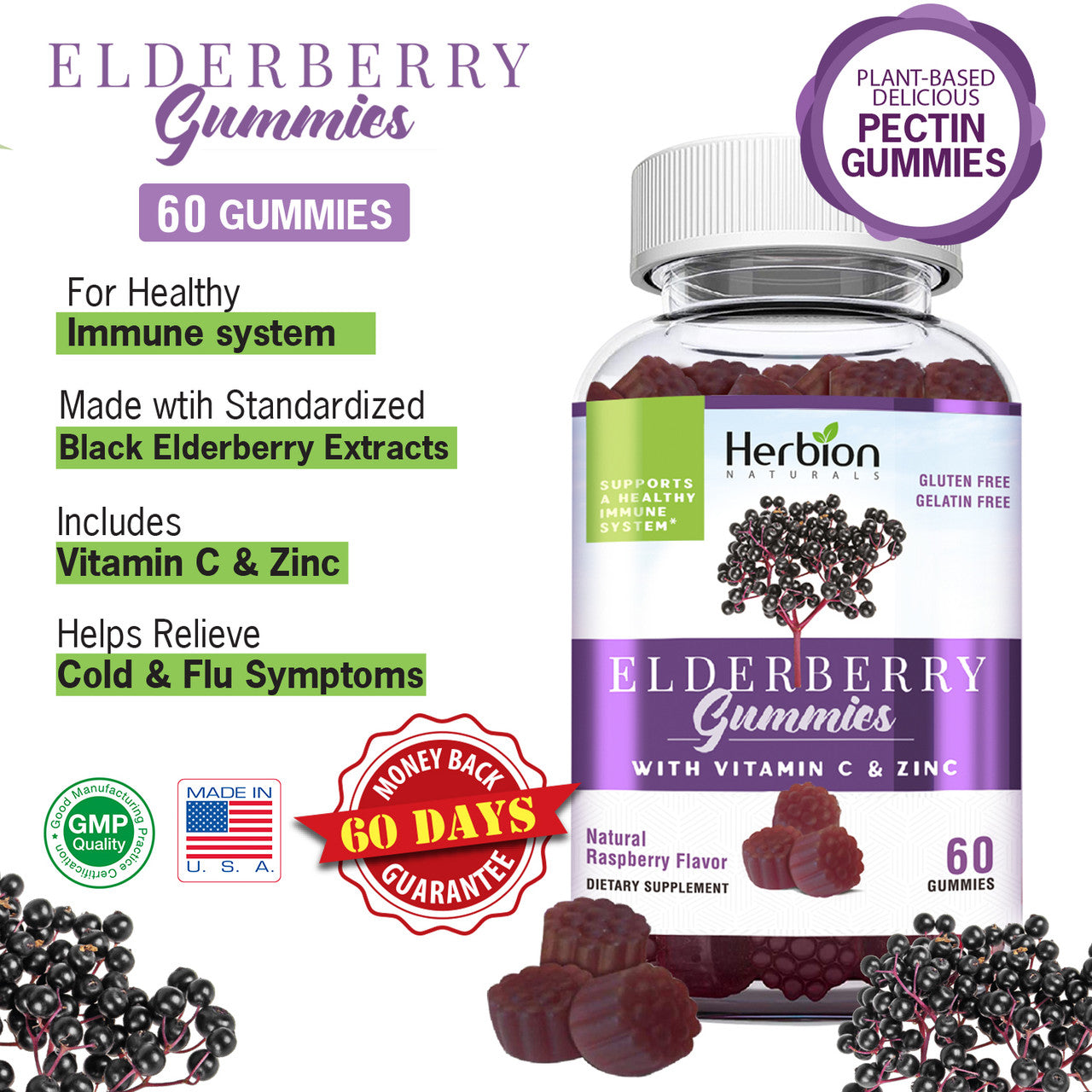 H.N. ELDERBERRY GUMMIES ( 1 X 60 CT   )