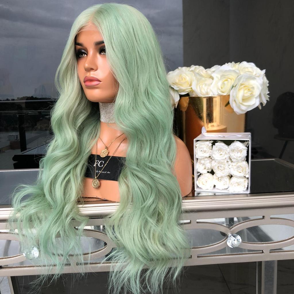 Green Mid-Length Curly Hair Wig