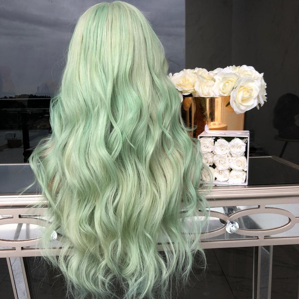 Green Mid-Length Curly Hair Wig