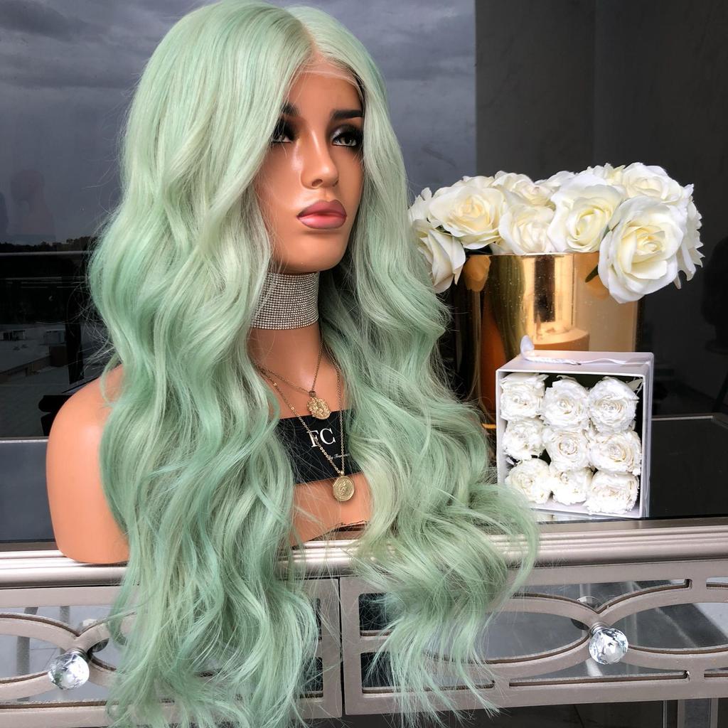 Green Mid-Length Curly Hair Wig