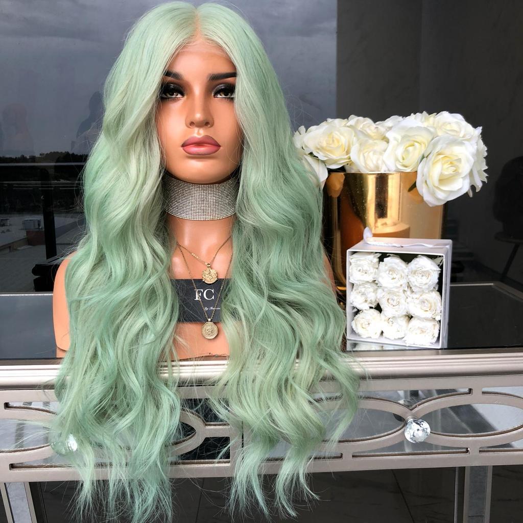 Green Mid-Length Curly Hair Wig