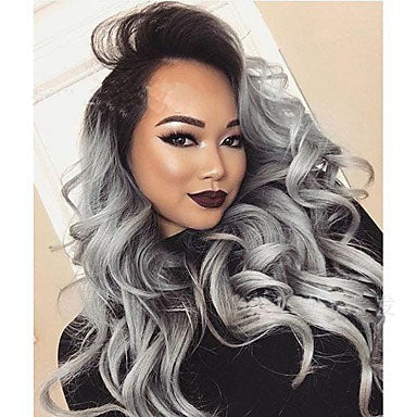 Grey Black Ombre Wavy Wig