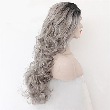 Grey Black Ombre Wavy Wig