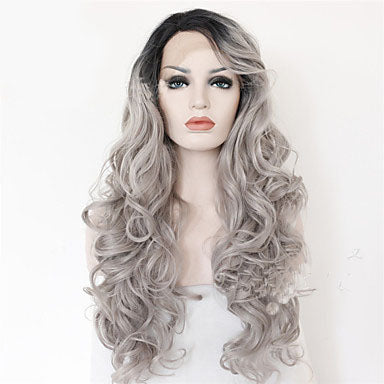 Grey Black Ombre Wavy Wig