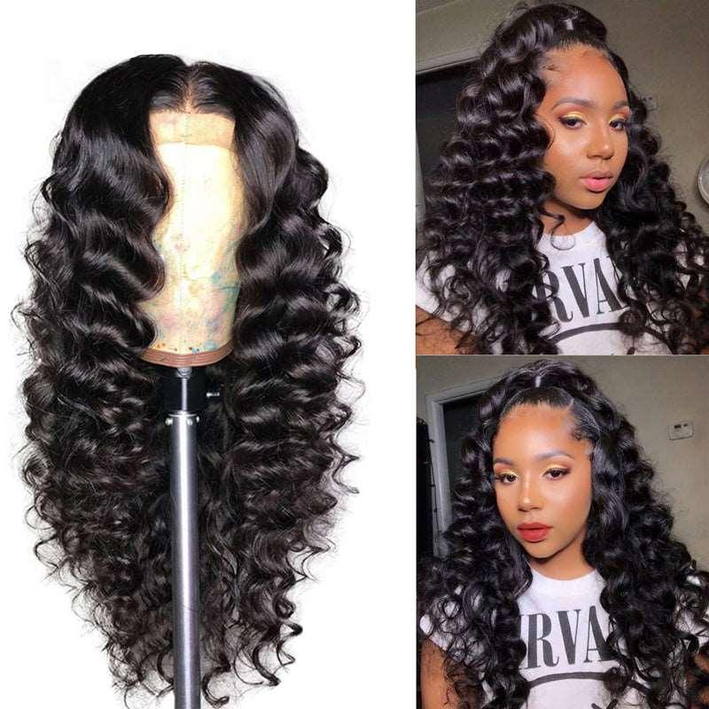 Indian Loose Deep Wave 360 Lace Frontal Wigs for Women-3