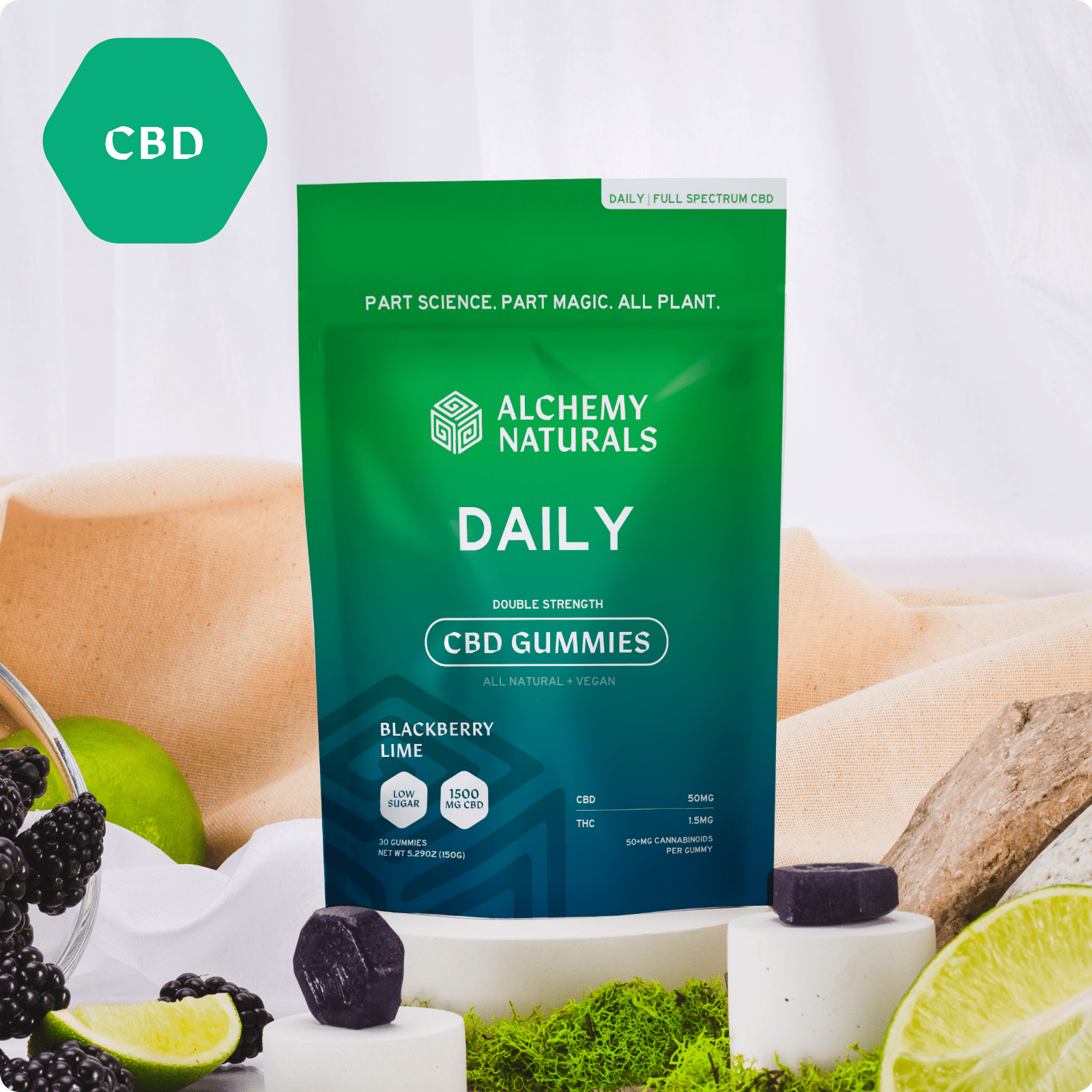 6-Pack: Alchemy Naturals CBD Gummies for Daily Support - Full-Spectrum