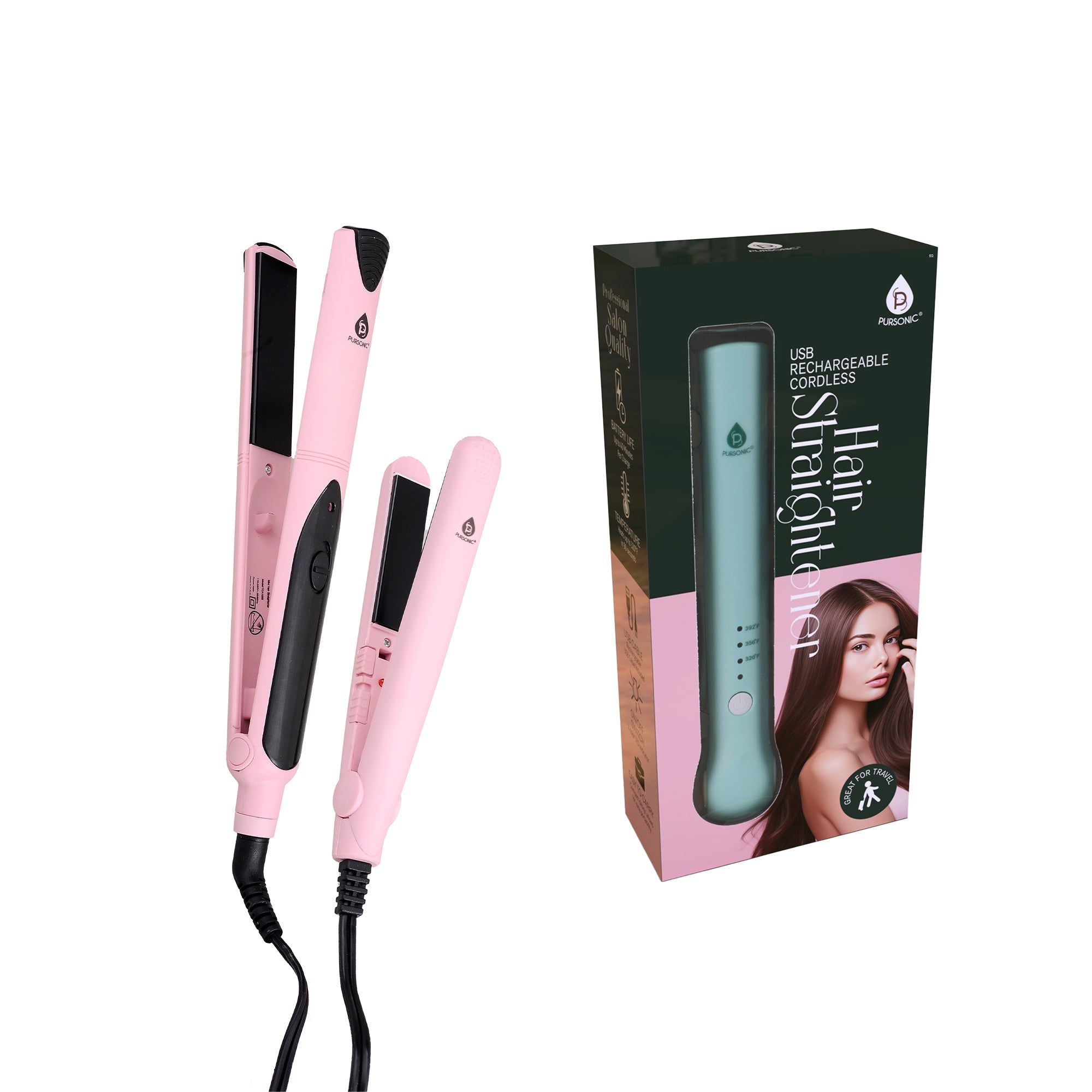 Pursonic Complete Set: USB Rechargeable & Flat Iron Duo