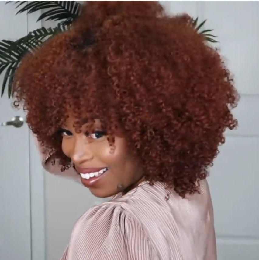 Short Curly Reddish-Brown Wig