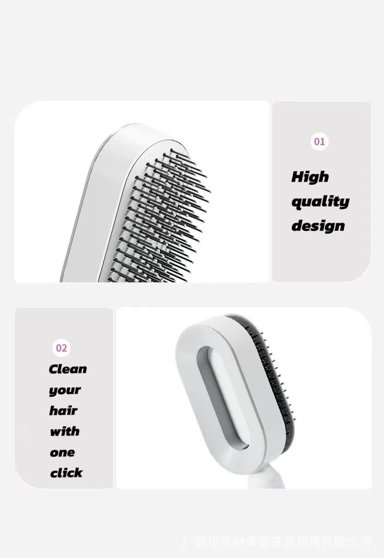 NNEDSZ Self-Cleaning Hair Brush with One-Click Release | Massage Cushion Design, Anti-Frizz and Detangling Brush(red)