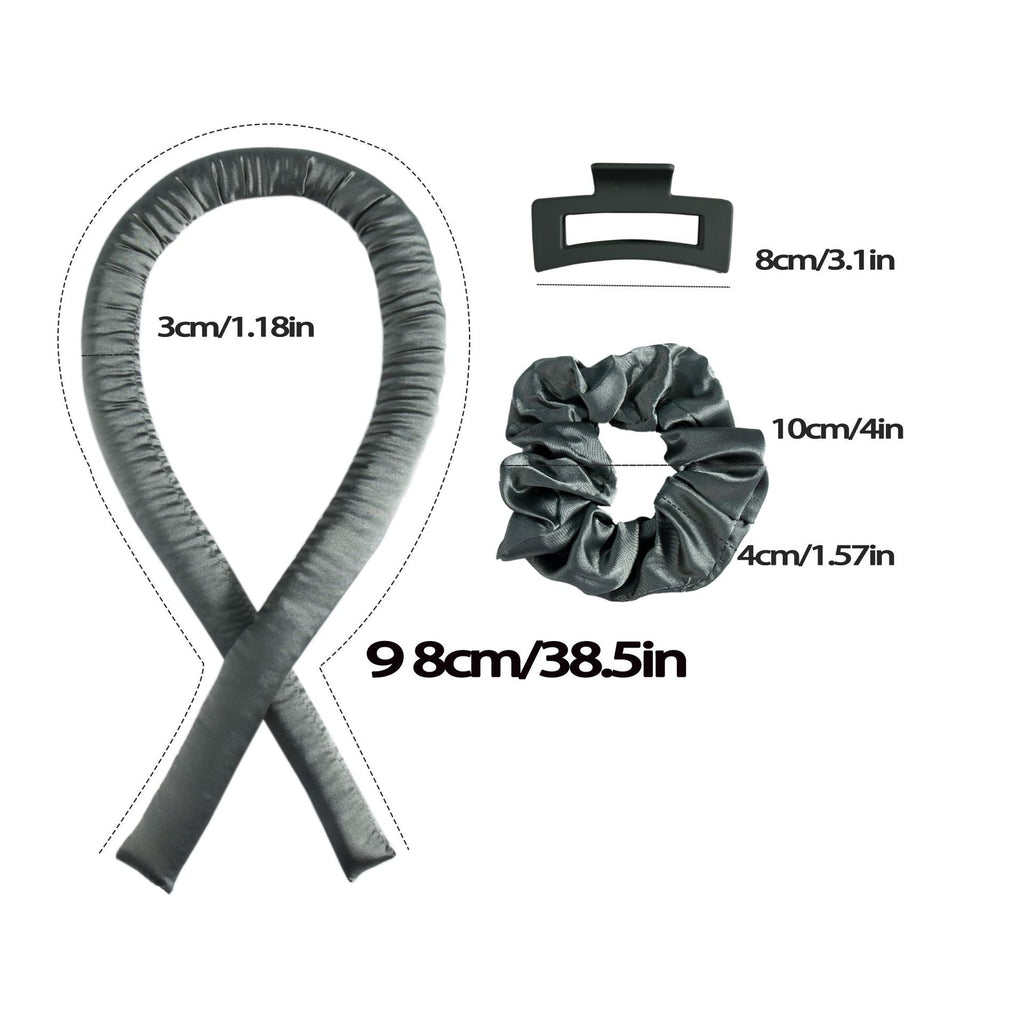 NNEDSZ 5PCS Brown Heatless Hair Curling Set with Scrunchie and Hair Clip - Silk Curling Ribbon