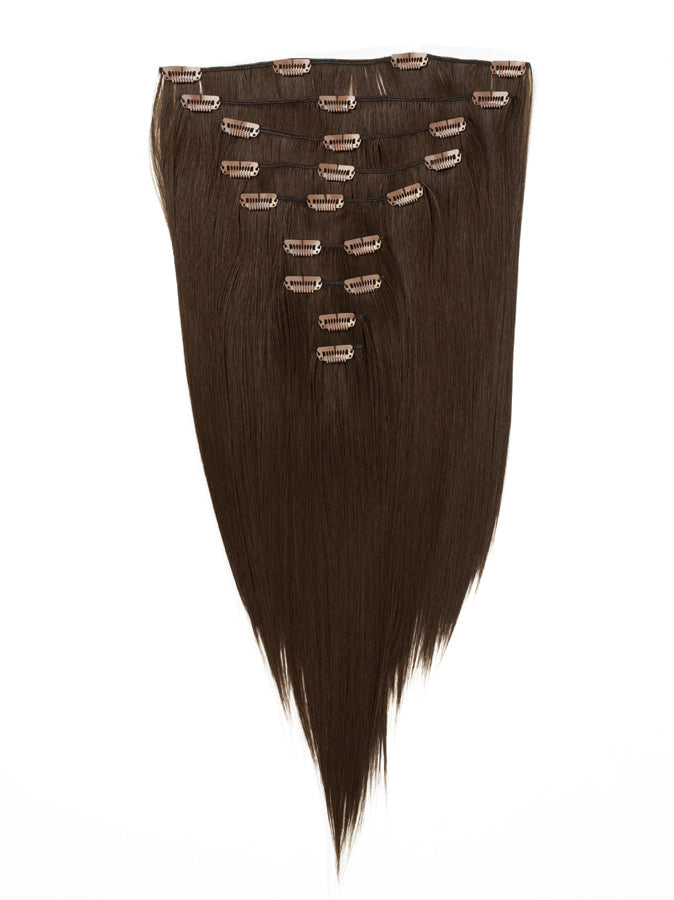 Buckled hair extensions FUTURA hair 6# Dark brown