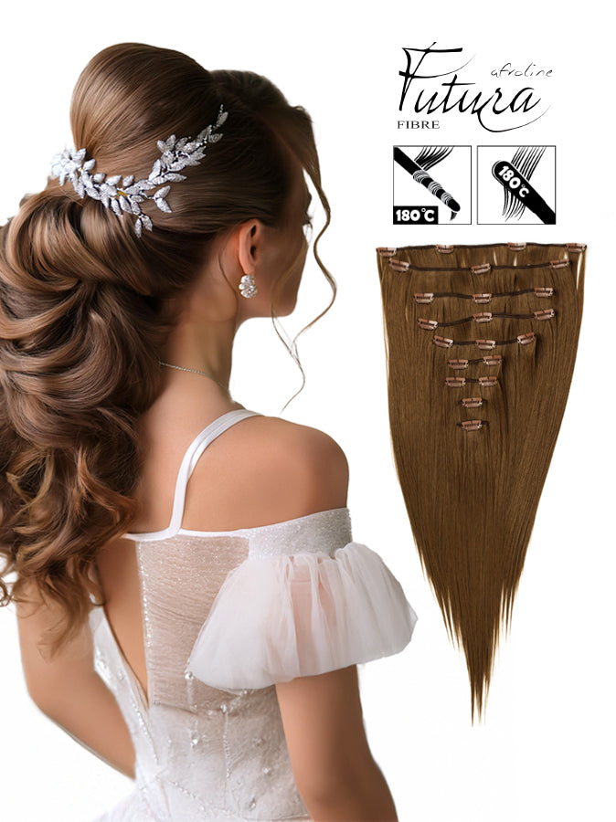 Buckled hair extensions FUTURA hair 10# Medium brown