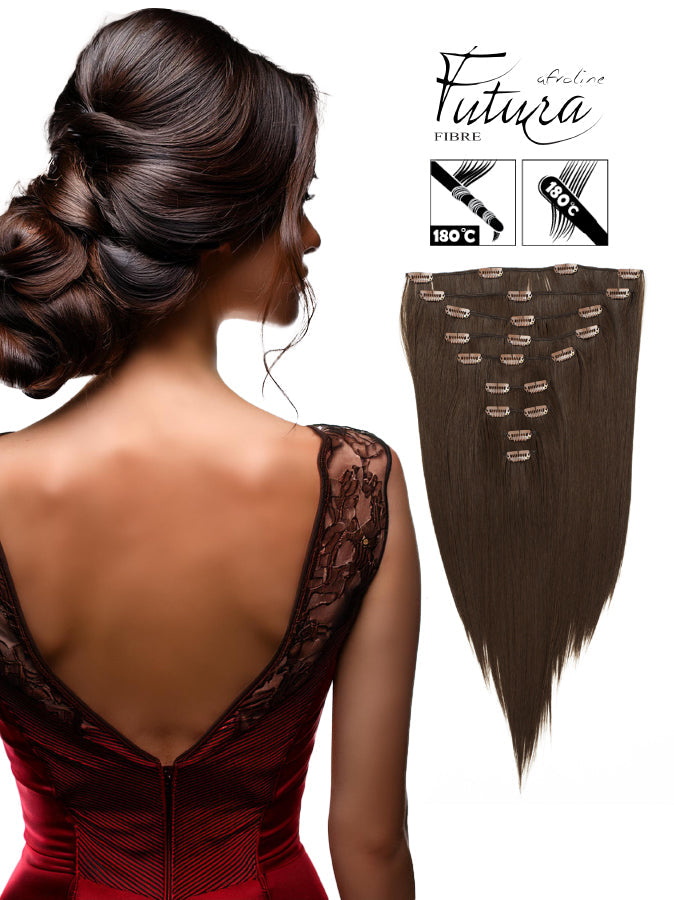 Buckled hair extensions FUTURA hair 6# Dark brown