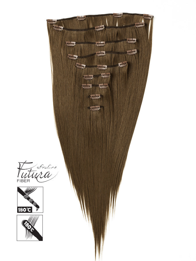 Buckled hair extensions FUTURA hair 10# Medium brown