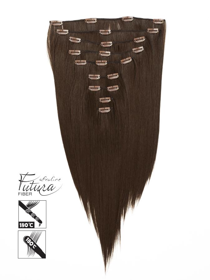 Buckled hair extensions FUTURA hair 6# Dark brown