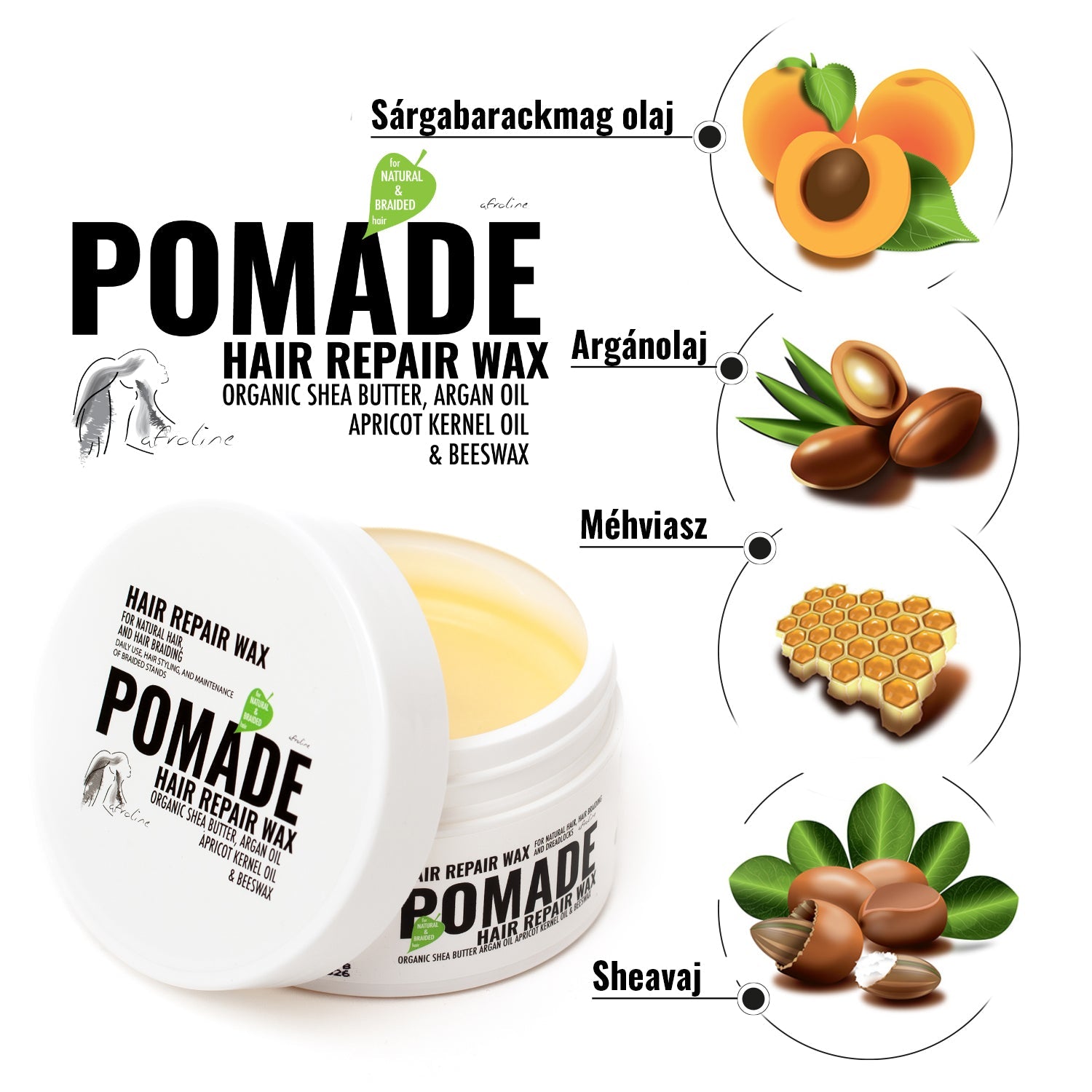 POMADE natural hair wax AFROline hair wax for hair braiding